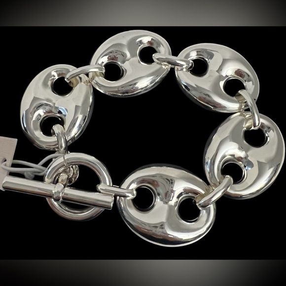 New Mia Fiore Sterling Silver Plated Bronze Puffy Mariner Link Bracelet Italy - Picture 7 of 16